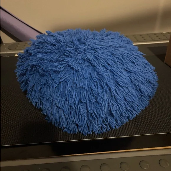 Blue Shaggy Round Pillow - Picture 4 of 4